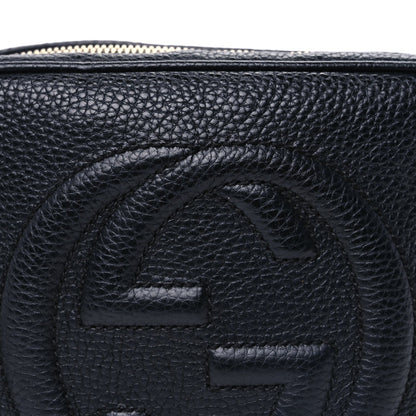 Pebbled Calfskin Small Soho Disco Bag Black