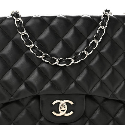Lambskin Quilted Jumbo Single Flap Black