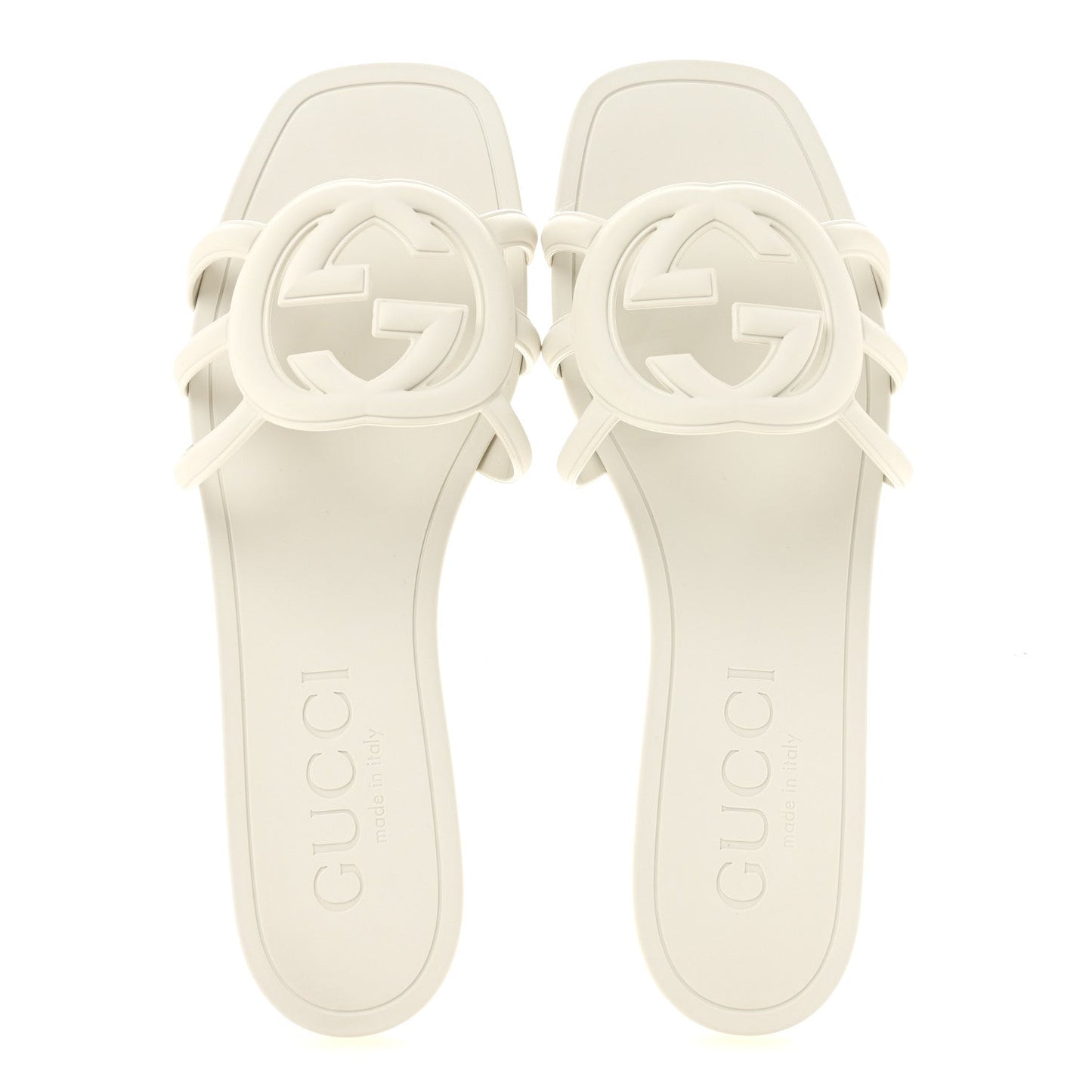 Rubber Interlocking G Womens Slide Sandals 39 Mystic White