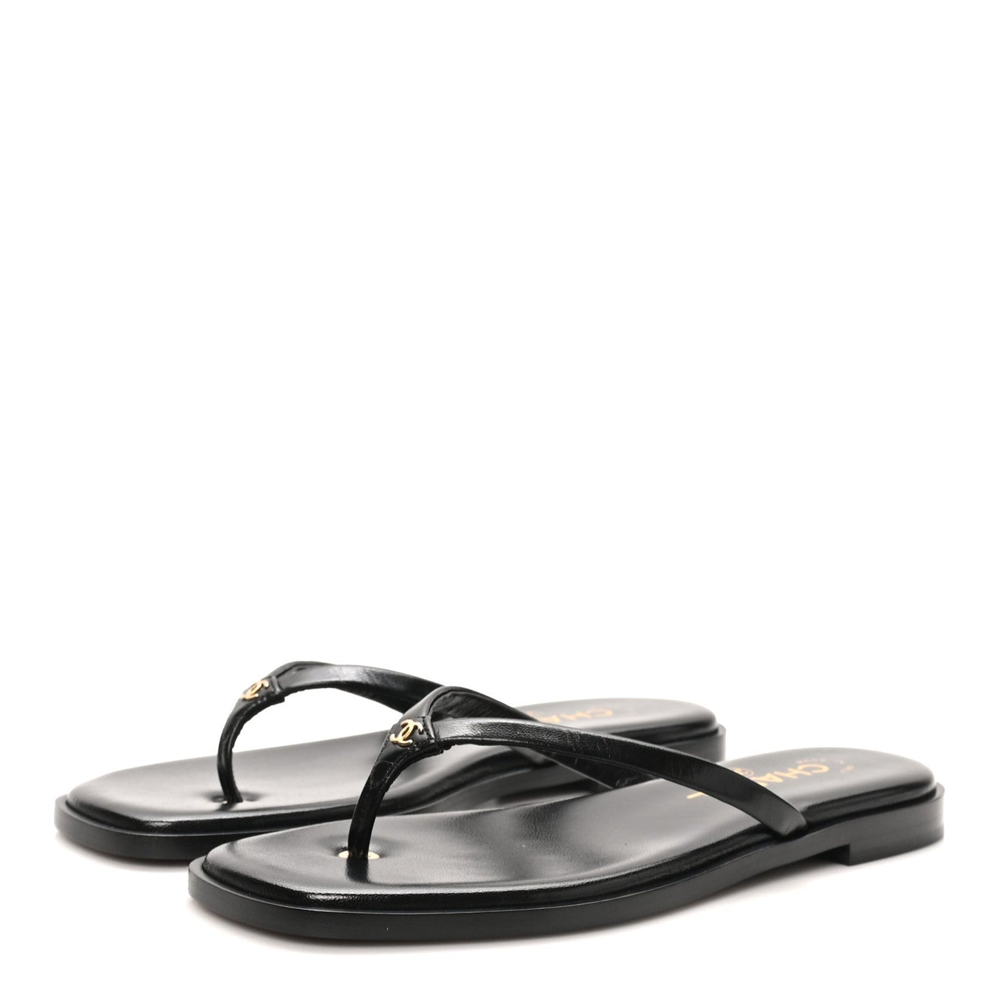 Goatskin CC Times Square Thong Sandals 37 Black