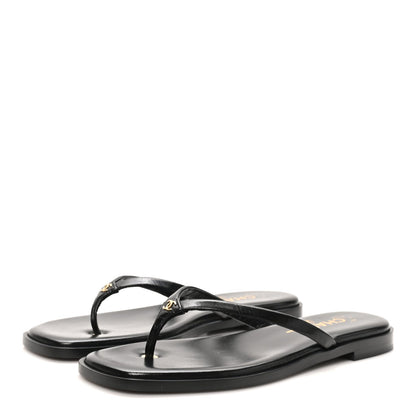 Goatskin CC Times Square Thong Sandals 37 Black
