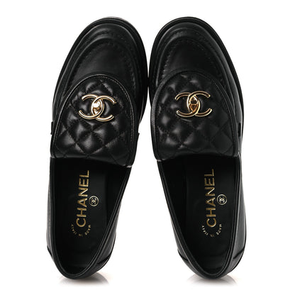 Lambskin Quilted CC Turnlock Loafers 37 Black 37 Black