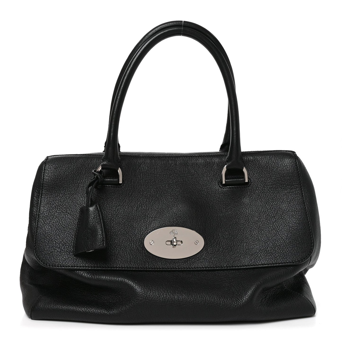 Glossy Goatskin Medium Del Rey Satchel Black