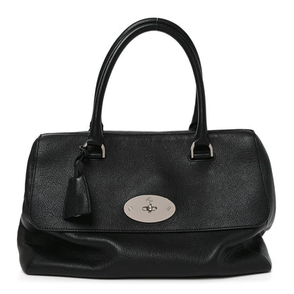 Glossy Goatskin Medium Del Rey Satchel Black