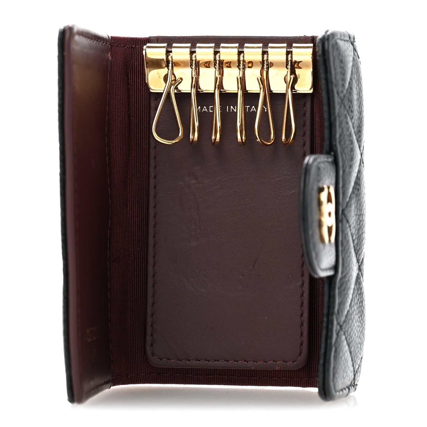 Caviar Quilted 6 Key Holder Black