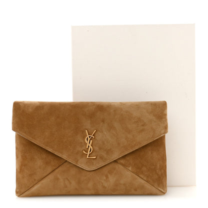 Suede Large Cassandre Envelope Pouch Golden Leaf