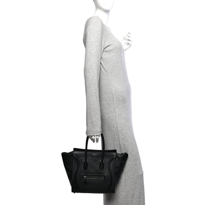 Drummed Calfskin Micro Luggage Black