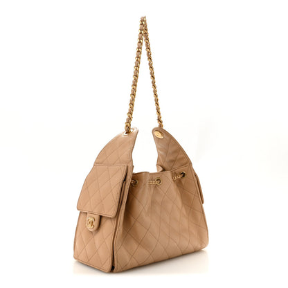 Caviar Quilted Small Chanel 25 Handbag Beige