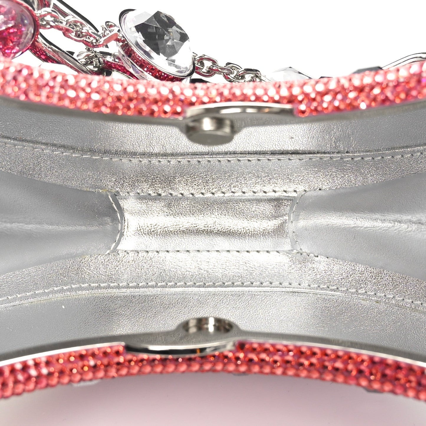 Crystal Watermelon Crescent Minaudiere Clutch
