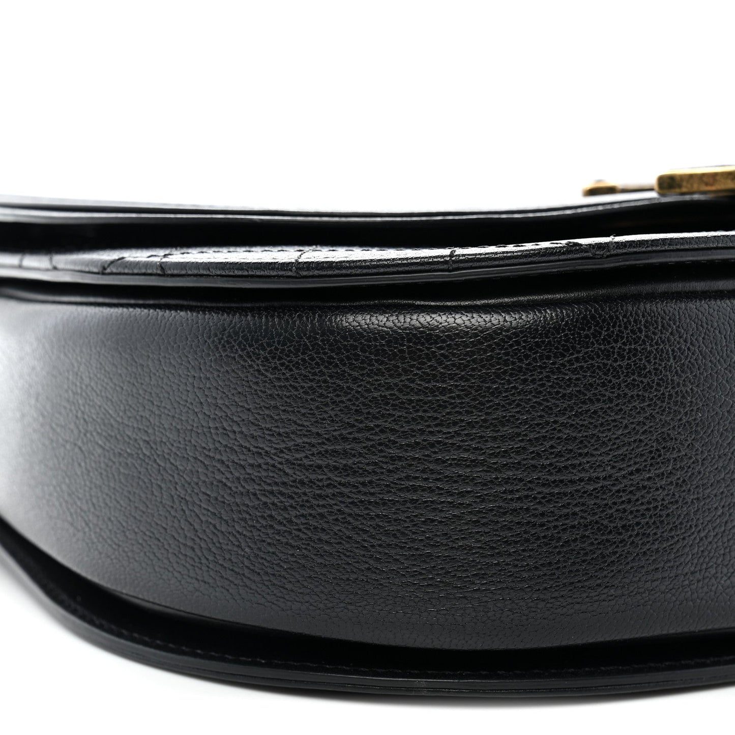 Shiny Calfskin Goatskin Quilted Medium Coco Curve Messenger Flap Black