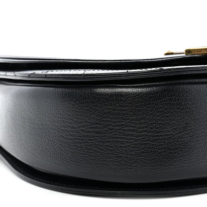 Shiny Calfskin Goatskin Quilted Medium Coco Curve Messenger Flap Black