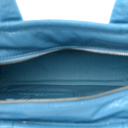Shiny Crinkled Calfskin The Tote Bag Air Blue