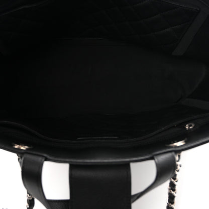 Caviar Quilted Large CC Box Shopping Tote Black