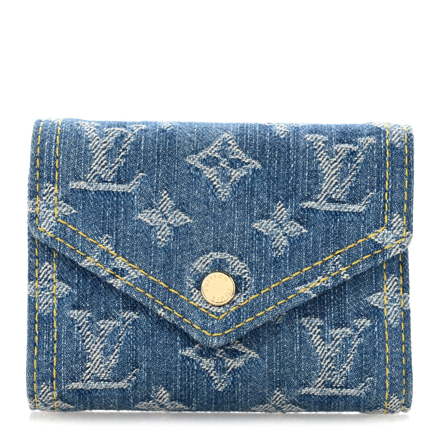 Denim Monogram Jacquard Victorine Wallet Blue