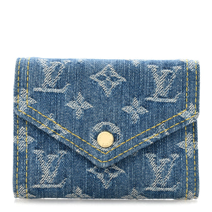 Denim Monogram Jacquard Victorine Wallet Blue