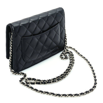 Lambskin Quilted Wallet On Chain WOC Black