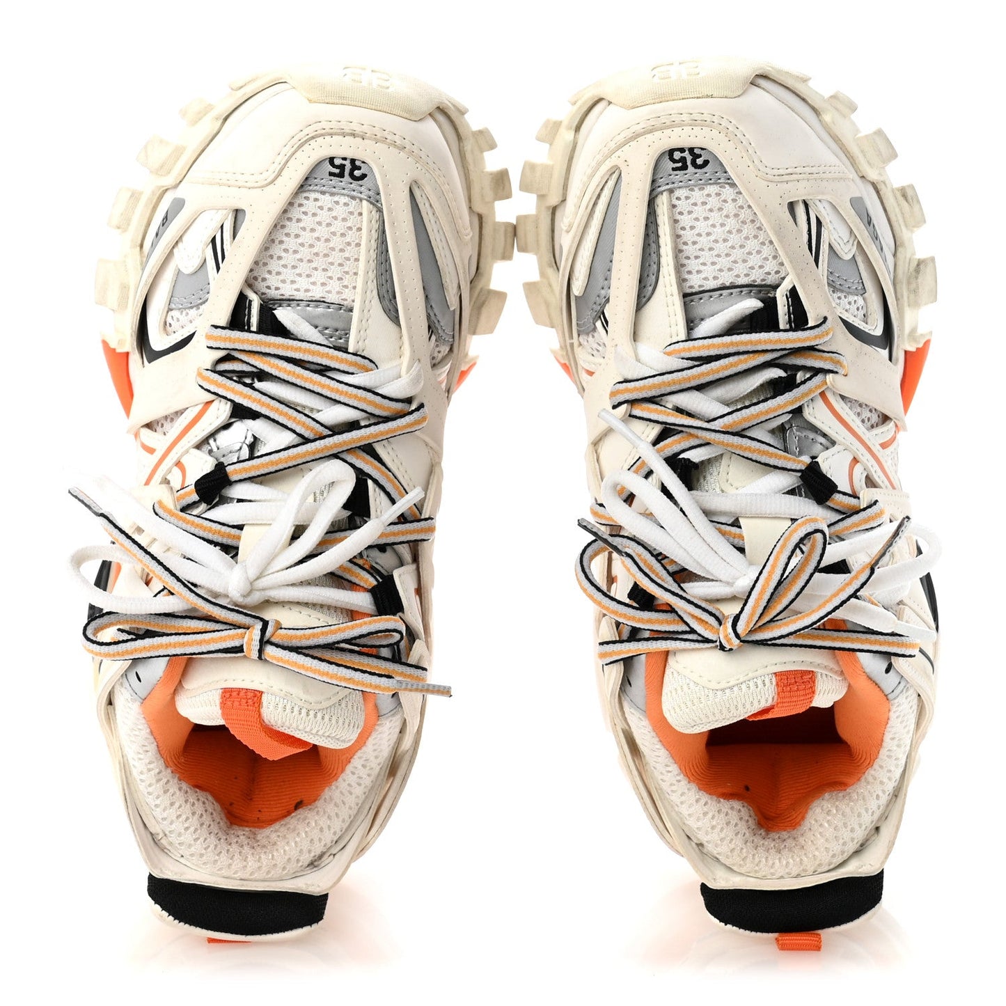 Rubber Mesh Fabric Monocolor Recycled Sole Womens Track Sneakers 35 White Orange