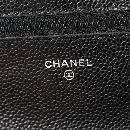 Caviar Quilted Wallet on Chain WOC Black
