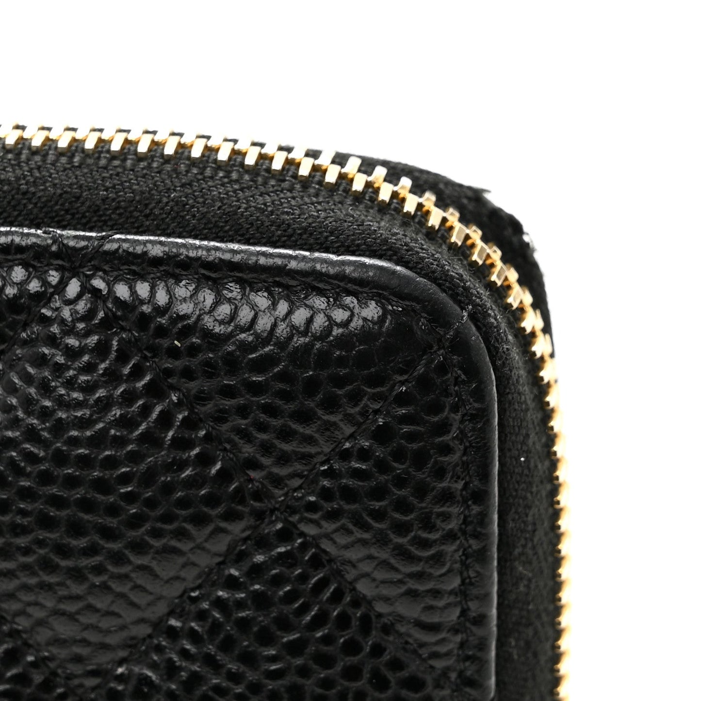 Caviar Quilted Large Gusset Zip Around Wallet Black