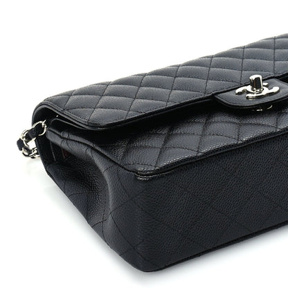 Caviar Quilted Medium Double Flap Black