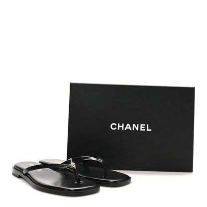 Goatskin CC Times Square Thong Sandals 37 Black