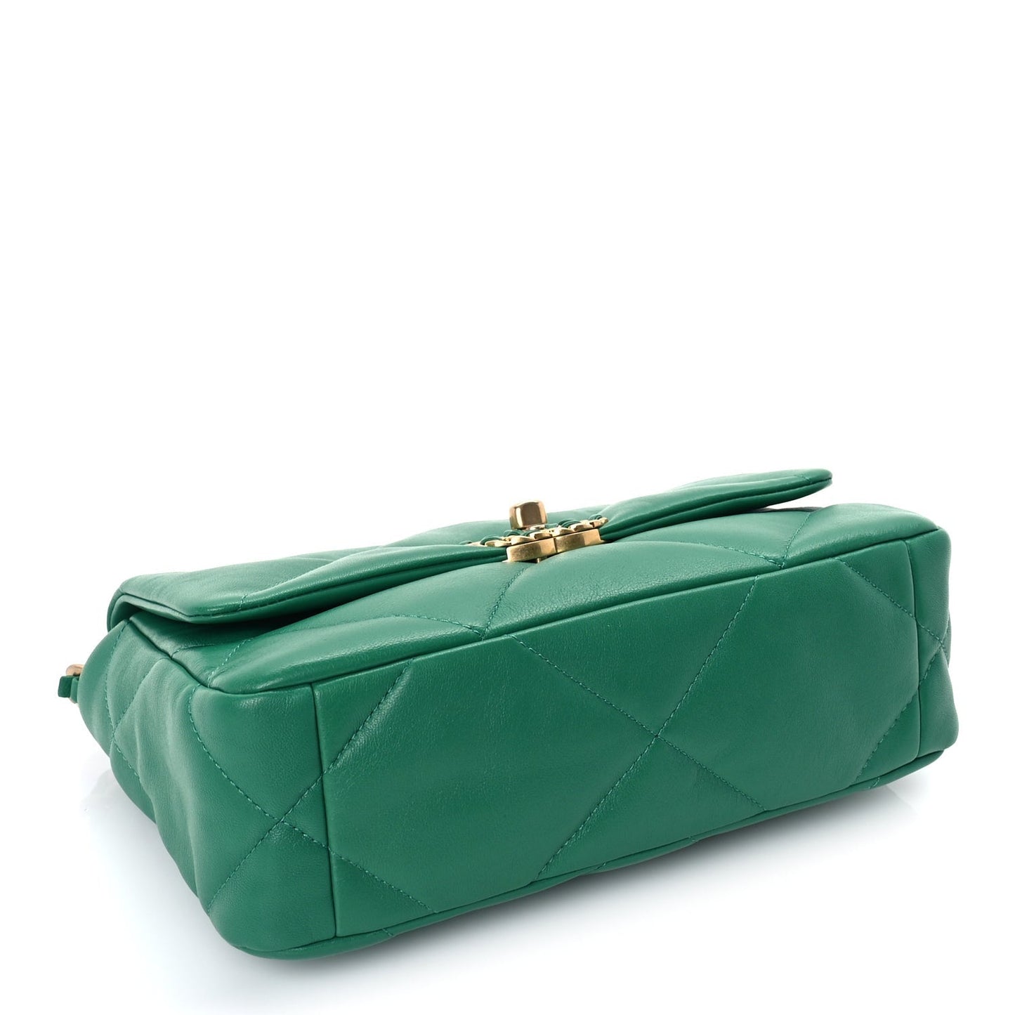 Lambskin Quilted Medium 19 Flap  Green