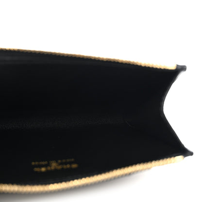 Calfskin Lizard Embossed Zip Card Holder Black