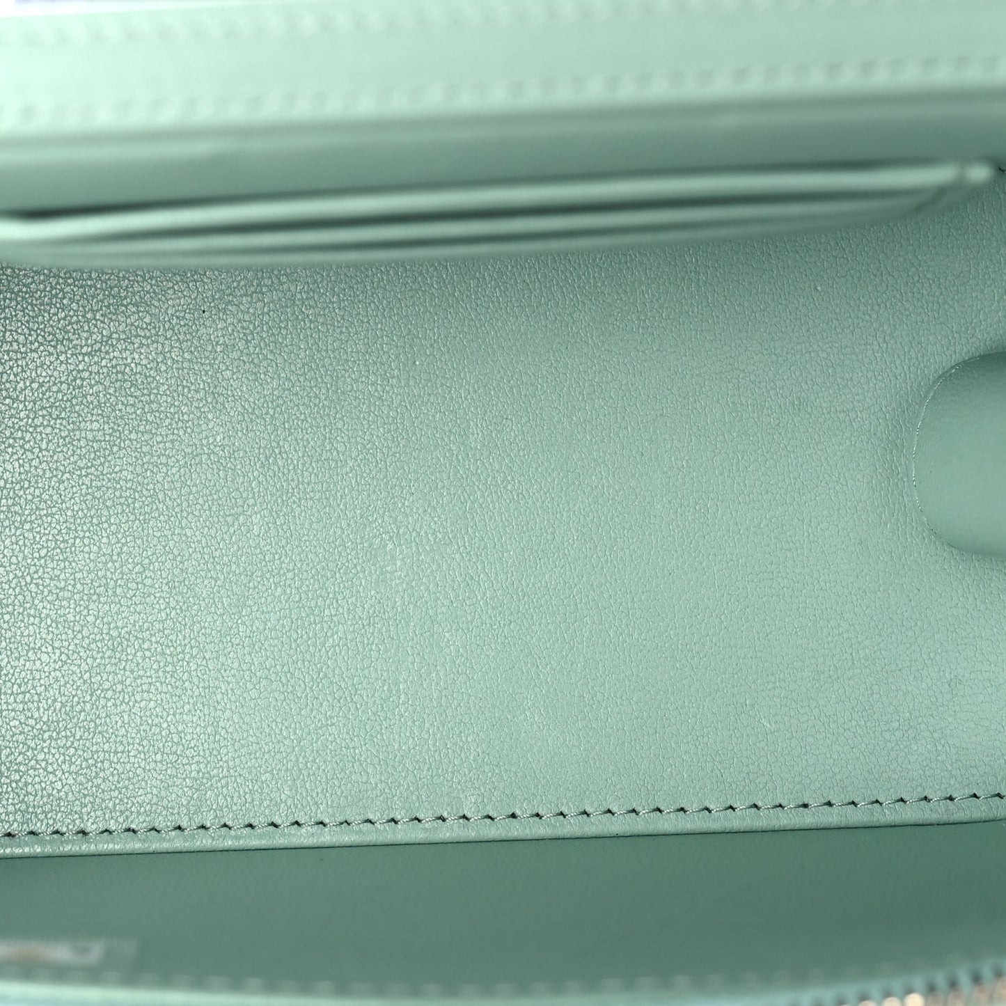 Lambskin Quilted Small Top Handle Vanity Case With Chain Light Green Light Green