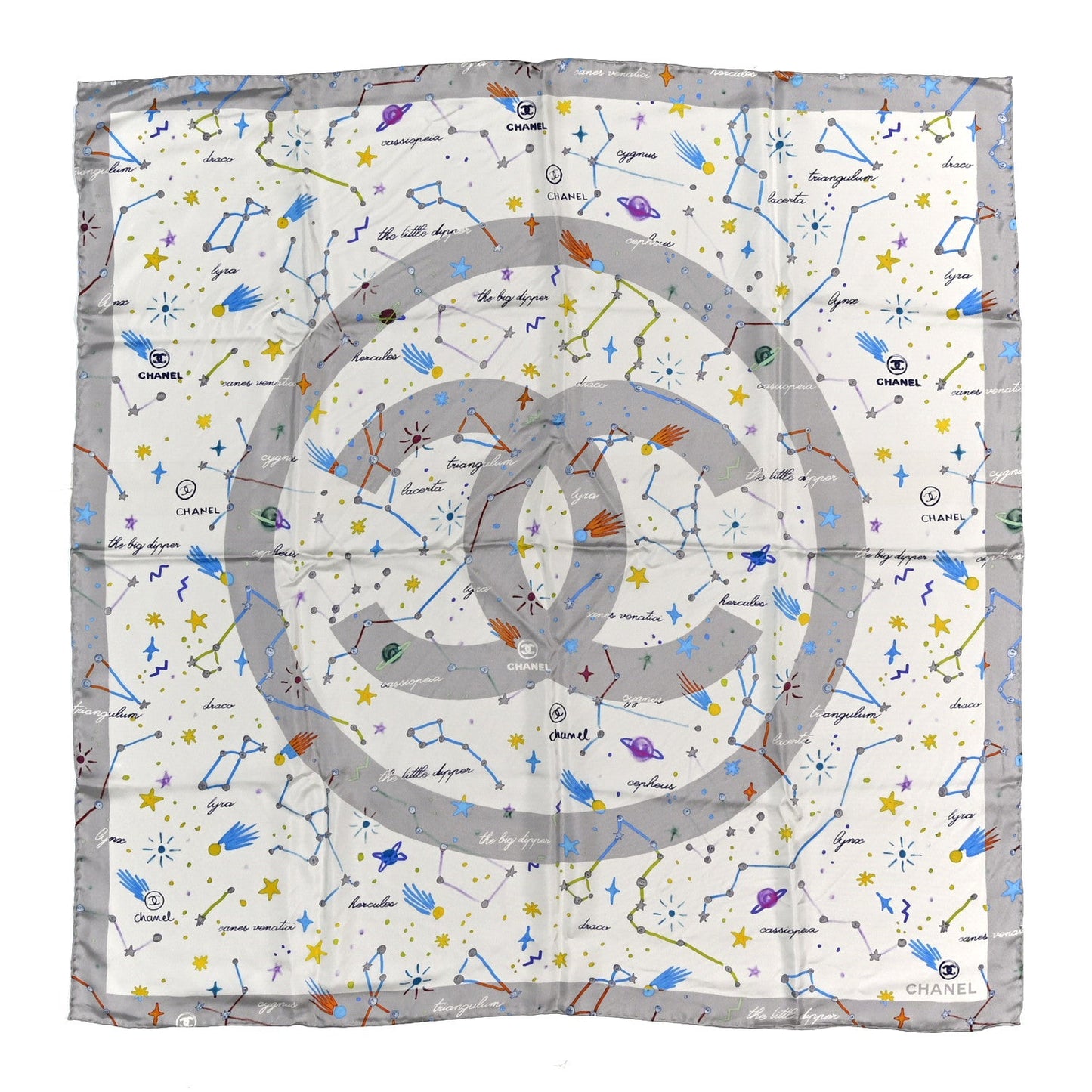 Silk Constellations CC Square Scarf Grey Multicolor
