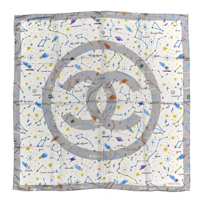 Silk Constellations CC Square Scarf Grey Multicolor
