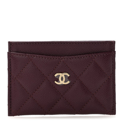 Caviar Quilted Card Holder Burgundy
