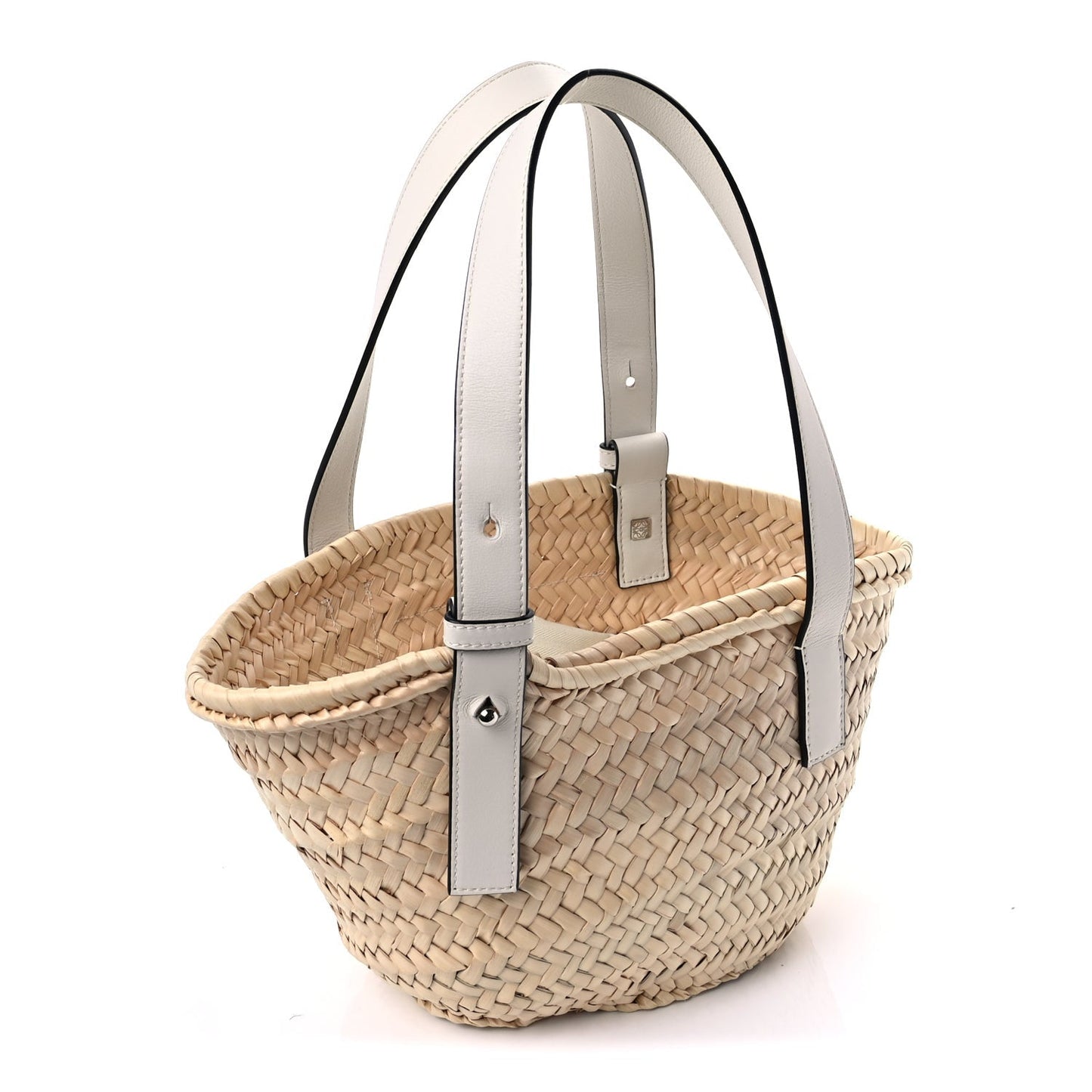 Raffia Mini Basket Tote Bag Natural White