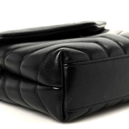 Calfskin Y Quilted Monogram Monochrome Toy Loulou Crossbody Bag Black