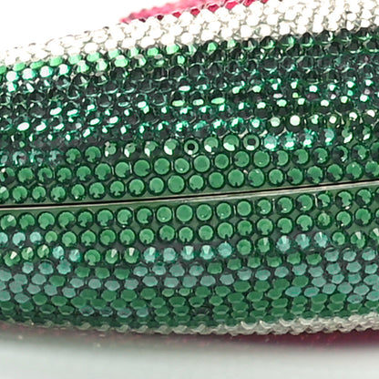 Crystal Watermelon Crescent Minaudiere Clutch