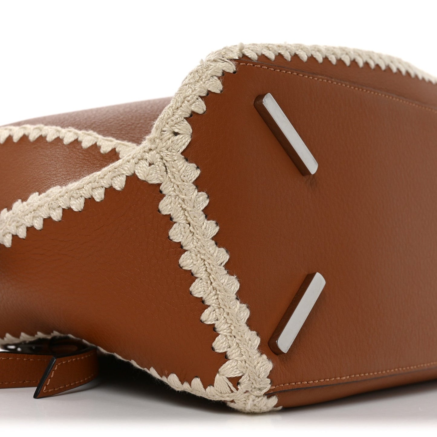 Calfskin Crochet Trim Medium Puzzle Bag Tan