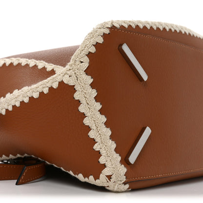 Calfskin Crochet Trim Medium Puzzle Bag Tan