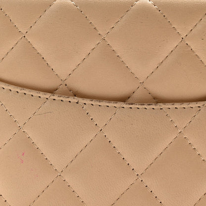 Lambskin Quilted Wallet On Chain WOC Beige