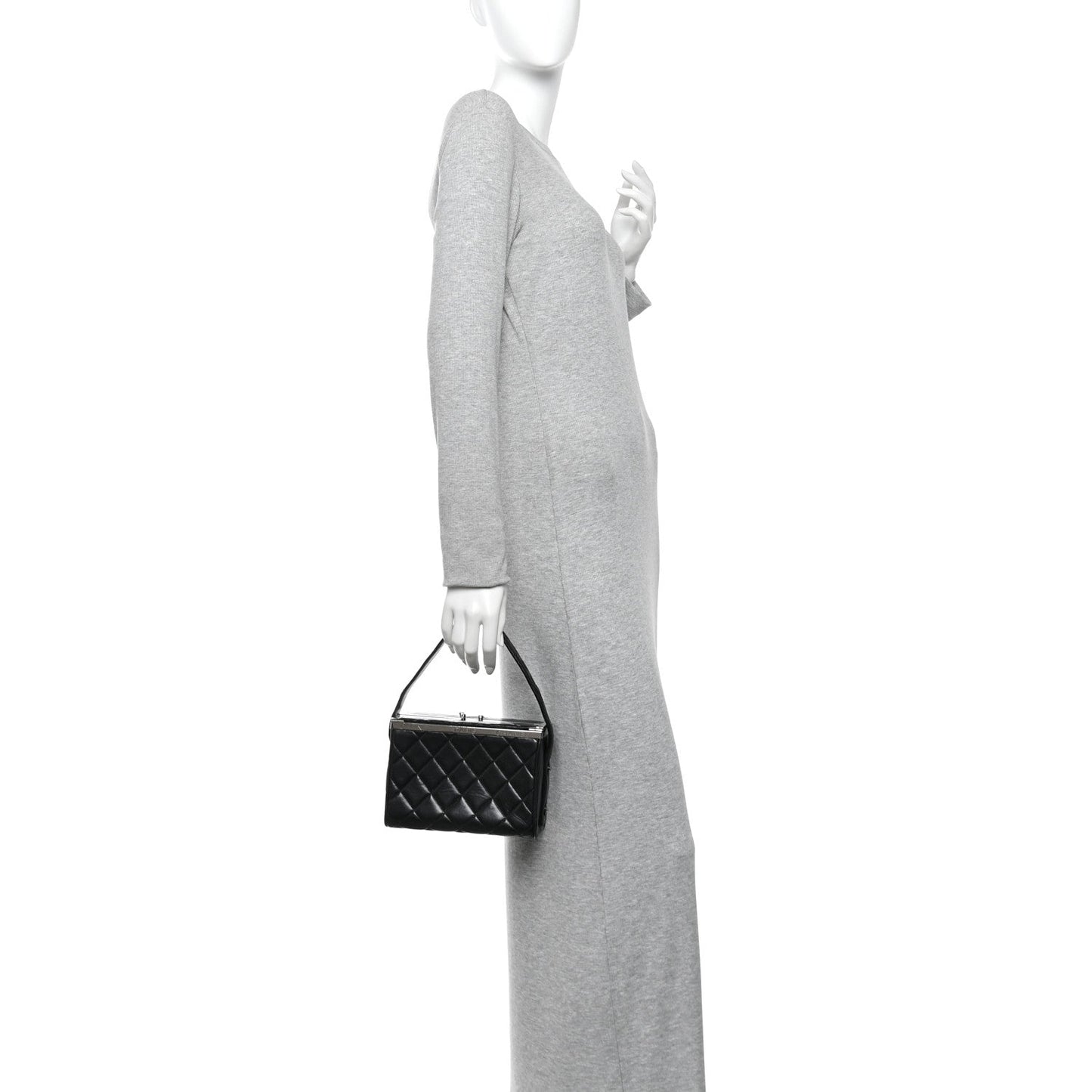 Lambskin Quilted Box Bag Black
