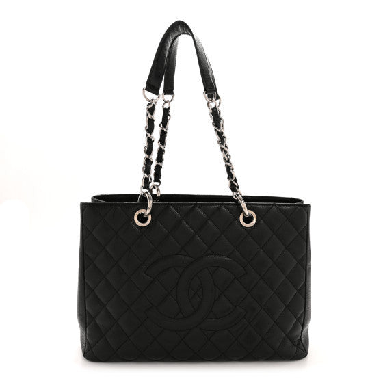 Caviar Quilted Grand Shopping Tote GST Black