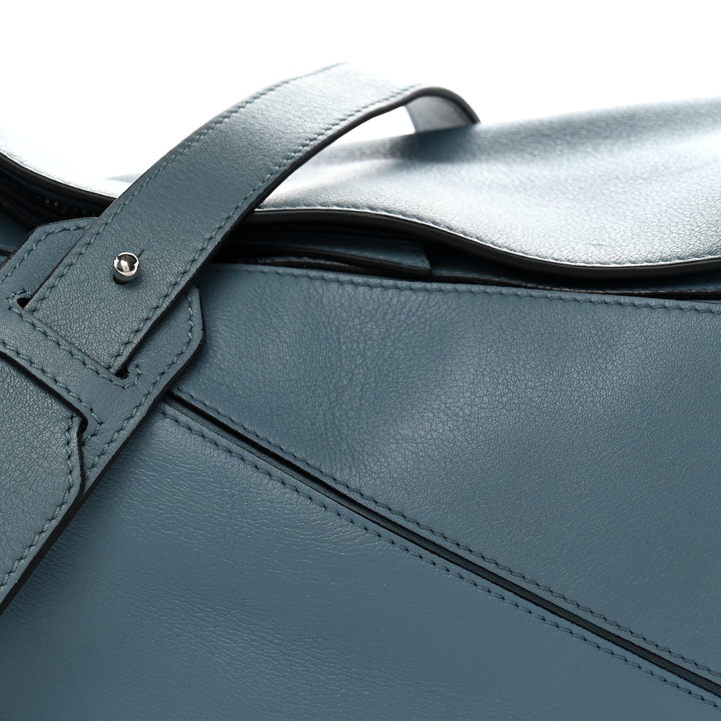 Calfskin Medium Puzzle Bag Stone Blue