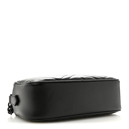Calfskin Matelasse Monochrome Small GG Marmont Chain Shoulder Bag Black