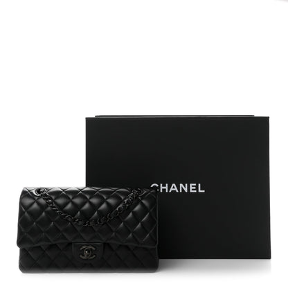 Lambskin Quilted Medium Double Flap So Black