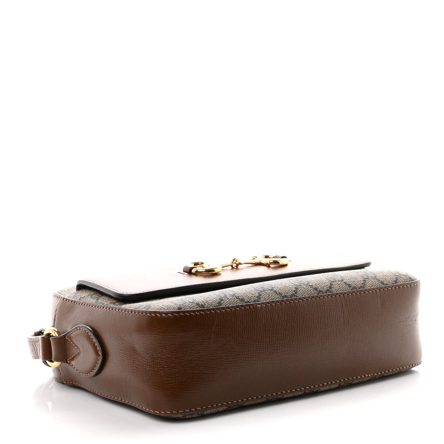 GG Supreme Monogram Small Horsebit 1955 Shoulder Bag Beige Brown Sugar
