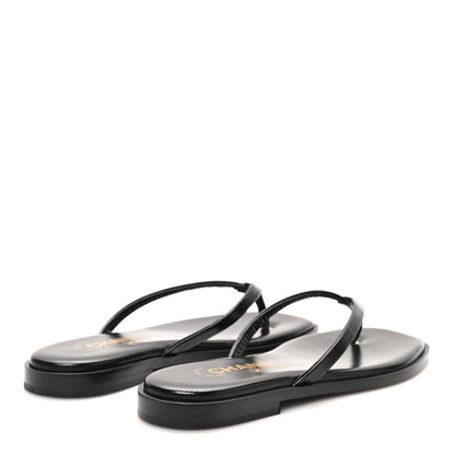 Goatskin CC Times Square Thong Sandals 37 Black