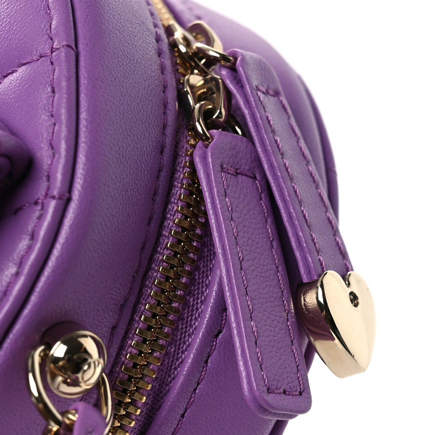 Lambskin Quilted CC In Love Heart Bag Purple