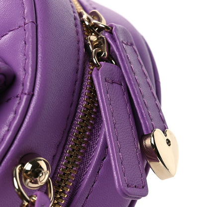 Lambskin Quilted CC In Love Heart Bag Purple