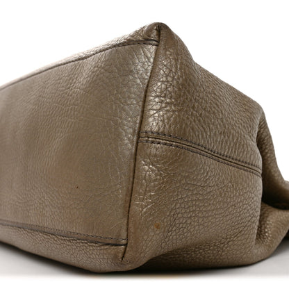 Metallic Pebbled Calfskin Medium Soho Chain Shoulder Bag Golden Beige