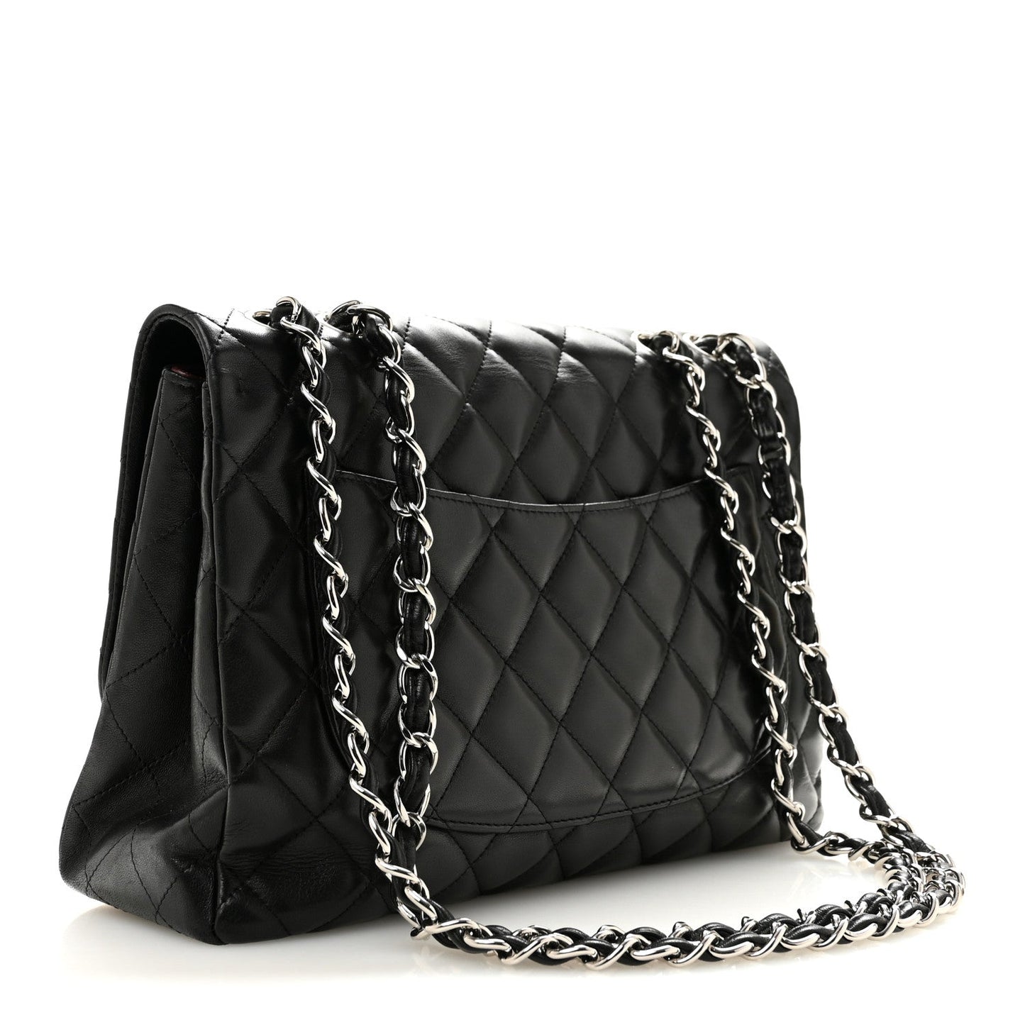 Lambskin Quilted Jumbo Single Flap Black