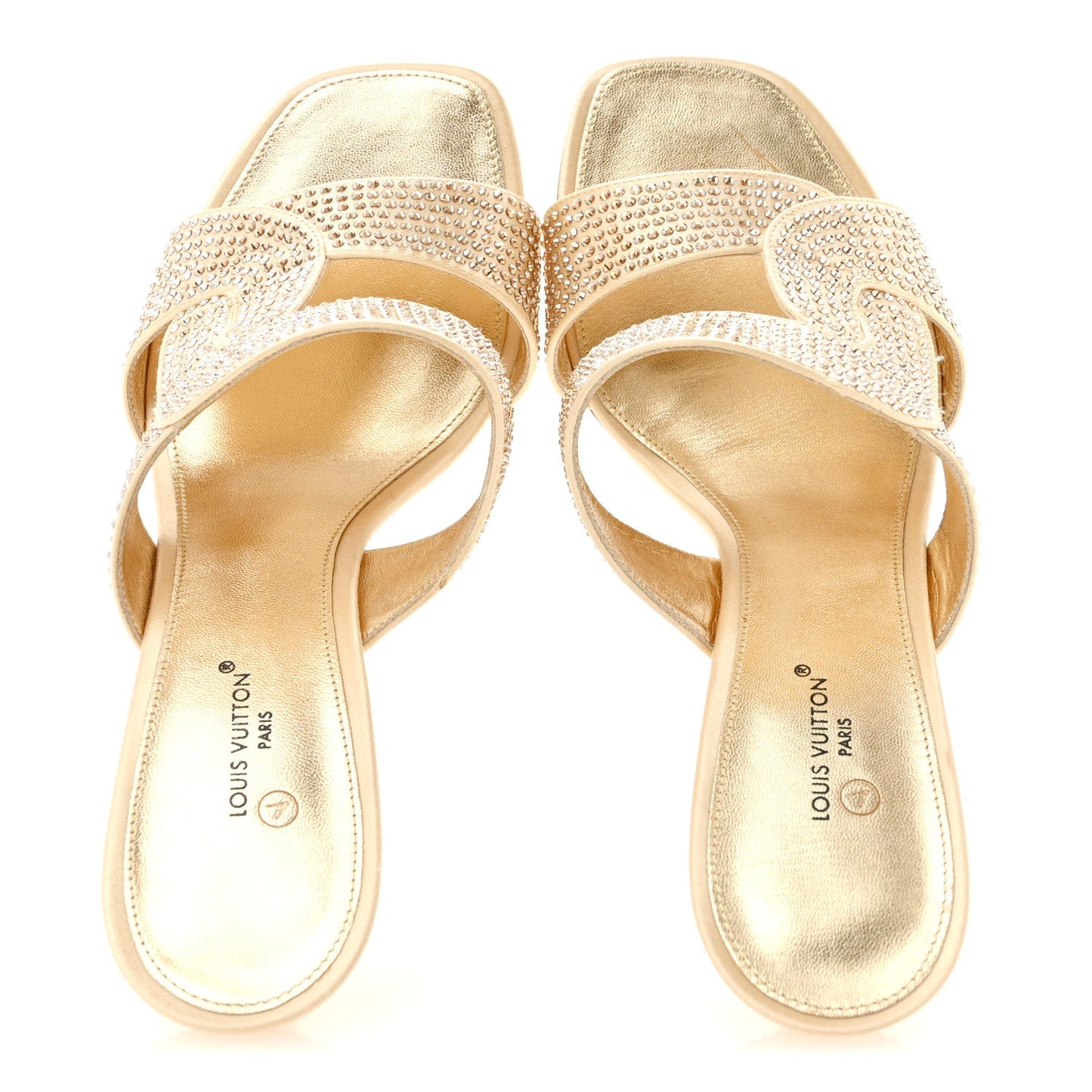 Satin Crystal Sparkle Mule 38 Gold
