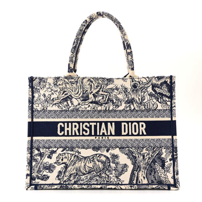 Canvas Embroidered Medium Dioriviera Toile De Jouy Book Tote Blue